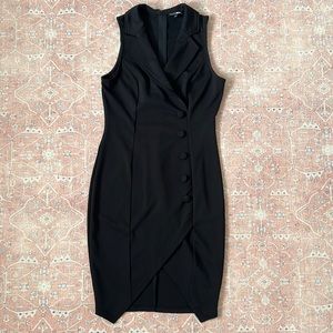 Fashion Nova Fitted Black Tuxedo Style Dress Size L